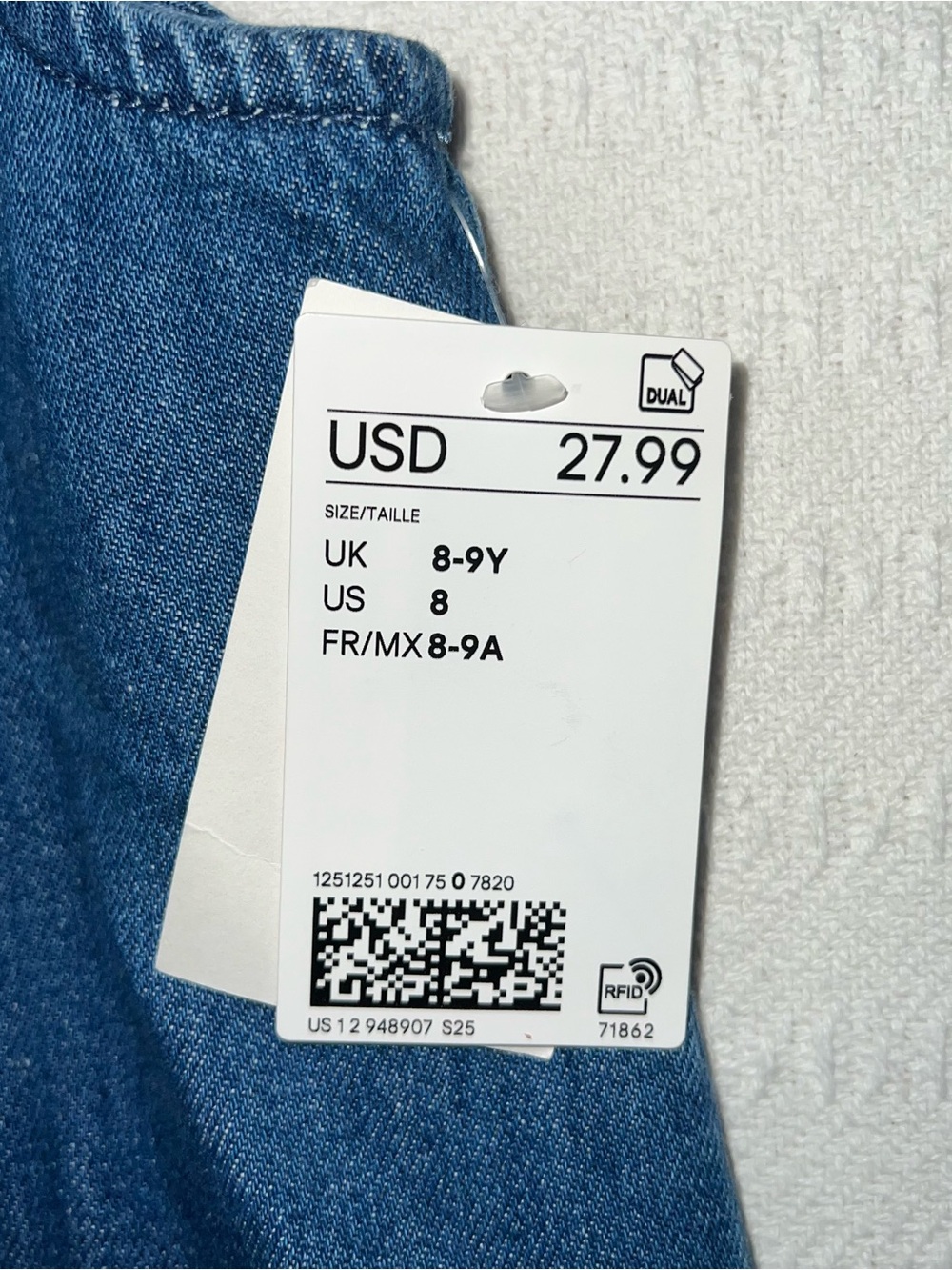 H&M Girls Denim Overall Dress Size 8Y Kids Hearts Vacation Trip Summer NWT - Picture 5 of 7